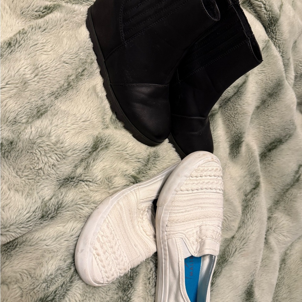 Blowfish Black Boots 8.5 and White Slip-On Shoes 8